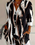 Telyra - Blouse Met Hoge Kraag Irregulier Print