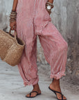 Pheralyn - Losse dames jumpsuit met minimalistische strepen en vierkante hals