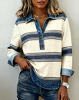 Brinalyne - Trui met Lange Mouwen en Kraag en Color Blocking