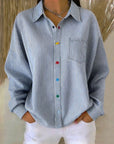 Sovira - Casual Gestreepte Damesblouse met Knopen en Zak