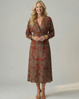 Falune - Midi jurk voor dames met een elegante strakke taille en print