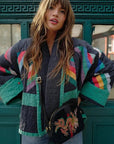 Sabine - Katoenen Patchwork Jas met Flared Mouwen