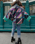 Sabine - Katoenen Patchwork Jas met Flared Mouwen