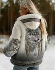 Dahlina - Dames Hoodie Jas met Wolfprint