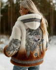 Dahlina - Dames Hoodie Jas met Wolfprint