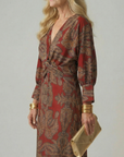Falune - Midi jurk voor dames met een elegante strakke taille en print