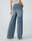 Ruvessa - Dames jeans met hoge taille brede pijpen zeer rekbaar moderne snit