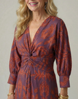 Falune - Midi jurk voor dames met een elegante strakke taille en print