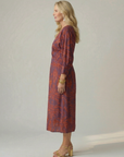 Falune - Midi jurk voor dames met een elegante strakke taille en print