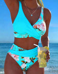 Bikini met contrasterend bloemenpatroon – verdeeld ontwerp