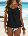 Augustus - stijlvol effen-tankini met luipaardprint
