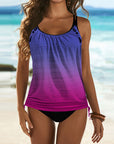 Augustus - stijlvol effen-tankini met luipaardprint