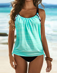 Augustus - stijlvol effen-tankini met luipaardprint