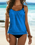 Augustus - stijlvol effen-tankini met luipaardprint