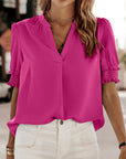 Flore - Blouse met korte mouwen en een V-hals