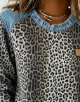 Averelisse - Casual Jeans Patchwork Leoprint Trui