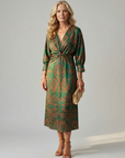 Falune - Midi jurk voor dames met een elegante strakke taille en print