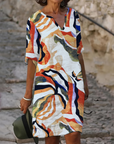 Cavessa - Lichte zomerjurk voor vrouwen met abstracte print