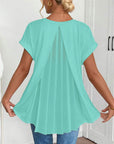 Estella - T-shirt met korte mouwen effen kleur patchwork