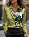 Laureline - Glimmende Blouse met Geplooide Kraag - Chic & Tijdloos