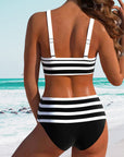 Laluna® Gestreepte bikini met hoge taille – flatterende taille, tijdloze streepjeslook