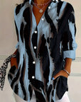 Telyra - Blouse Met Hoge Kraag Irregulier Print