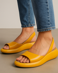 Iverixa - Dames sandalen met hak, open teen, platformzool van leer