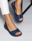 Iverixa - Dames sandalen met hak, open teen, platformzool van leer