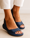 Iverixa - Dames sandalen met hak, open teen, platformzool van leer