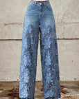 Lisandra - Halfhoge jeans met kant en patchwork voor een casual en trendy stijl