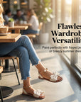 Jaxoria - Vrouwen platte sandalen met decoratieve strik en parels