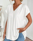 Estella - T-shirt met korte mouwen effen kleur patchwork