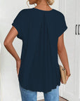 Estella - T-shirt met korte mouwen effen kleur patchwork