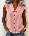 Dovirelle - Mouwloze blouse voor dames met V-hals en elegante knopen