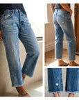 Cazira - Dames Jeans Rechstreeks Cropped Denim Moderne Comfort
