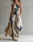 Gavelynn - Dames jumpsuit met halternek en wijde benen