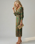 Falune - Midi jurk voor dames met een elegante strakke taille en print