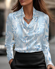 Laureline - Glimmende Blouse met Geplooide Kraag - Chic & Tijdloos