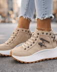 Jasmyra - Platform sneakers voor dames in blauwe denim chunky moderne stijl