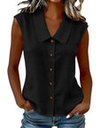 Dovirelle - Mouwloze blouse voor dames met V-hals en elegante knopen