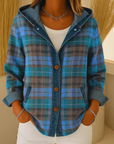 Nadrina - Jeansjack met Capuchon en Contrasterend Ruitpatroon