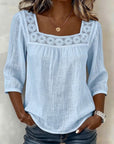Myzaria - Damesblouse met vierkante halslijn en elegante kant