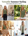 Dovirelle - Mouwloze blouse voor dames met V-hals en elegante knopen