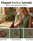 Dovirelle - Mouwloze blouse voor dames met V-hals en elegante knopen