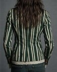 Avenorix - Gestreepte boheemse damesblazer met vintage bloemenprint