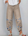 Fiorixa - Dames denim broek met borduurwerk in casual rechte snit