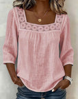 Myzaria - Damesblouse met vierkante halslijn en elegante kant