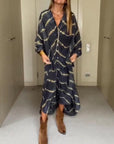 Ania - Boho Stripe Lange Mouw Jurk