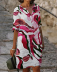 Cavessa - Lichte zomerjurk voor vrouwen met abstracte print