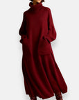 Alyndra - Lange Tricot Jurk met Hoge Hals